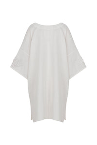 V-Neck Embroidered Linen Dress