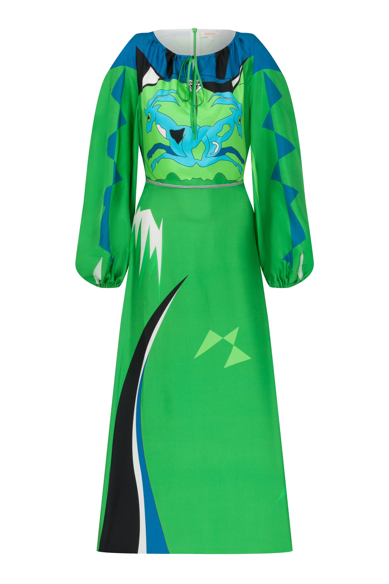 Shoulder Detailed Zeugma Silk Long Dress