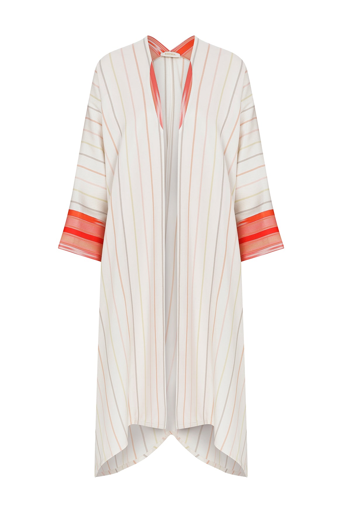 V-Necked Cream Striped Kimono