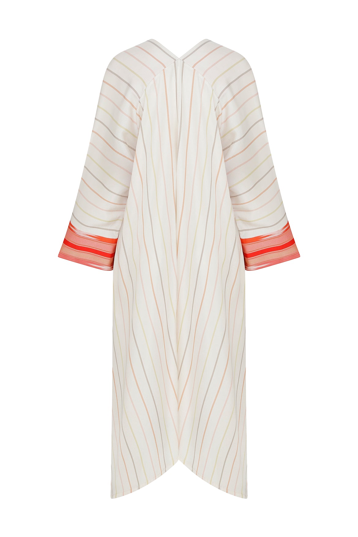 V-Necked Cream Striped Kimono
